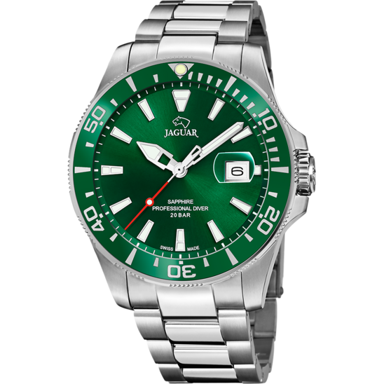 Reloj Jaguar Nueva I-size J860/l Verde Correa De Acero Inoxidable, Hombre