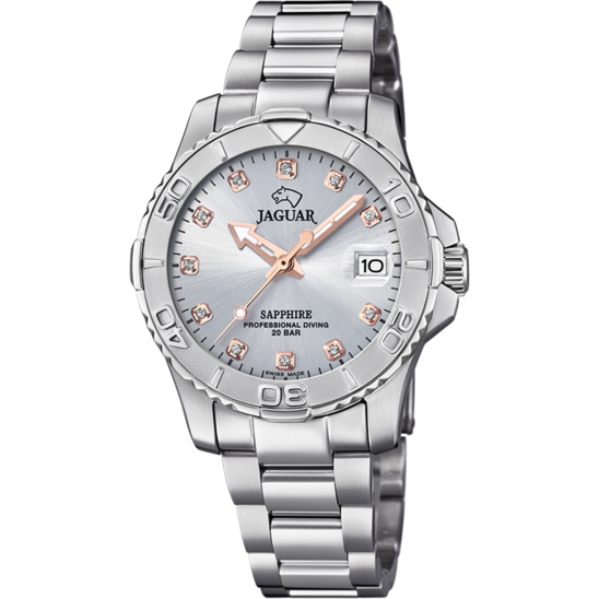 Reloj Jaguar Nueva I-size J870/b Gris Correa De Acero Inoxidable, Mujer