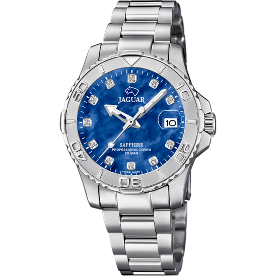 Reloj Jaguar Nueva I-size J870/d Azul Correa De Acero Inoxidable, Mujer
