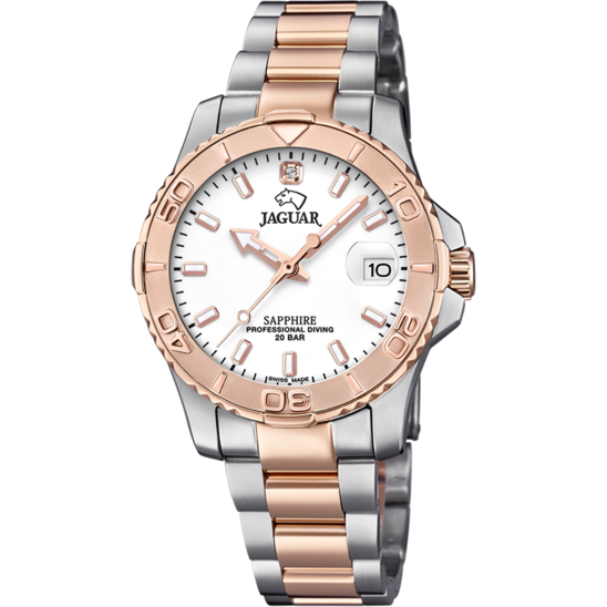 RELÓGIO FEMININO JAGUAR COUPLE DIVER DE COR PRATEADA J871/1