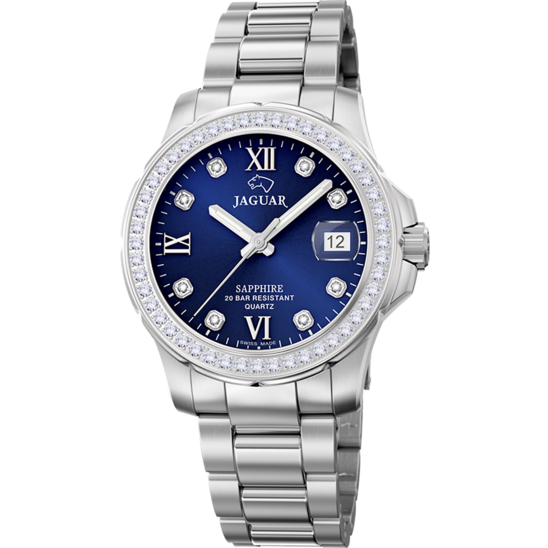 Reloj Jaguar Nueva I-size J892/c Azul Correa De Acero Inoxidable, Mujer