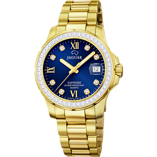 Reloj Jaguar Nueva I-size J895/c Azul Correa De Acero Inoxidable, Mujer