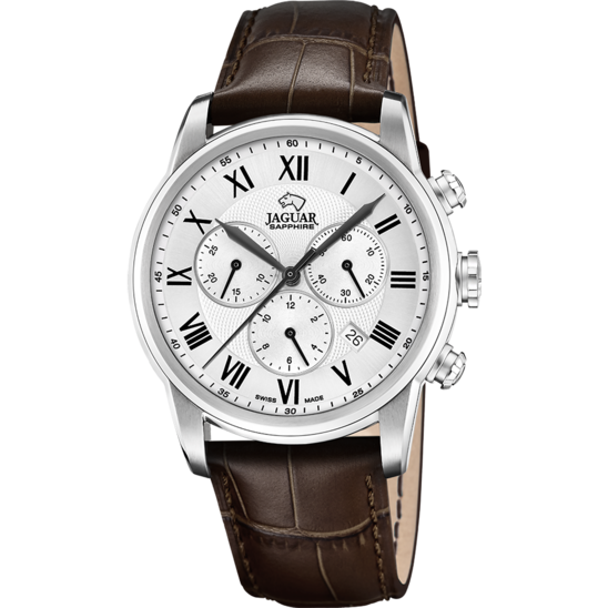 Zilveren Heren zwitsers horloge JAGUAR ACAMAR CHRONOGRAPHE. J968/5