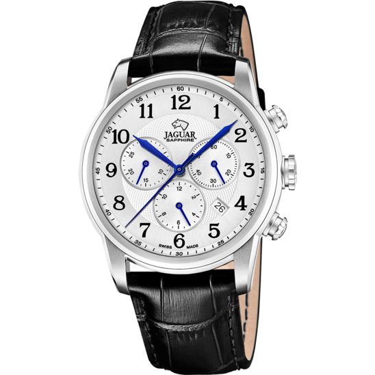 Zilveren Heren zwitsers horloge JAGUAR ACAMAR CHRONOGRAPHE. J968/7