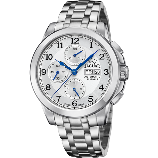Zilveren Heren zwitsers horloge JAGUAR LE CHRONOGRAPHE. J978/1