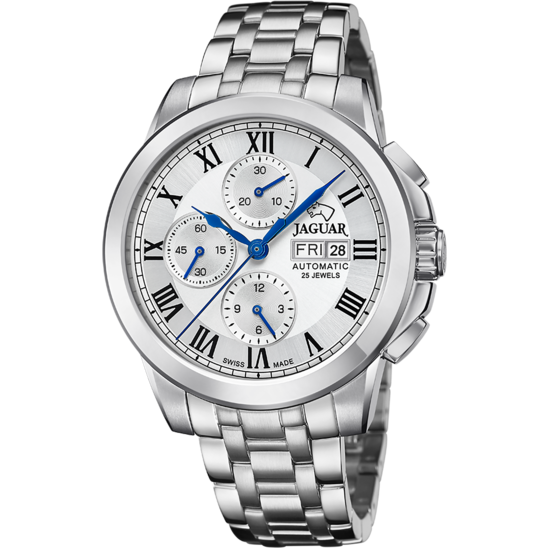 Zilveren Heren zwitsers horloge JAGUAR LE CHRONOGRAPHE. J978/2