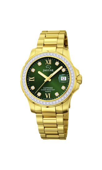 Reloj Jaguar J895/2 Dorado Y Verde, Brazalete De Acero, Mujer