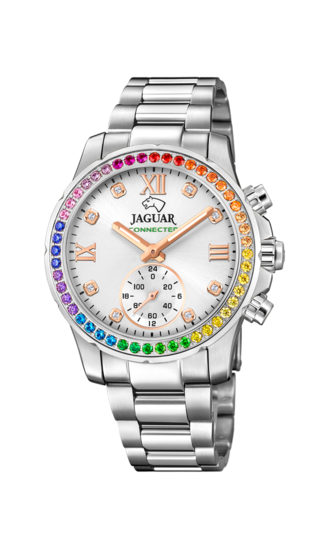Zilveren Dames zwitsers horloge JAGUAR CONNECTED LADY. J980/4