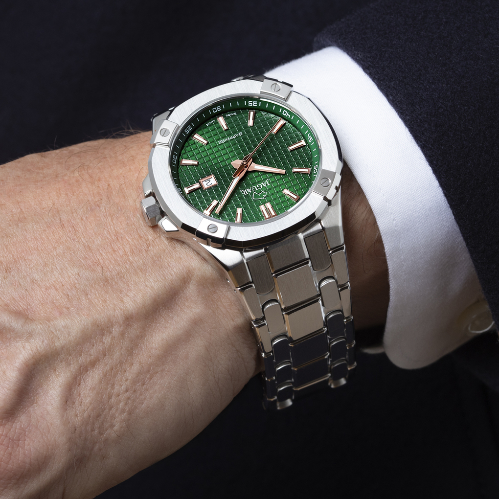 Jaguar Acamar J878/3 – Orologio Uomo 44 Mm Con Cassa Verde E Cinturino In Pelle Nera