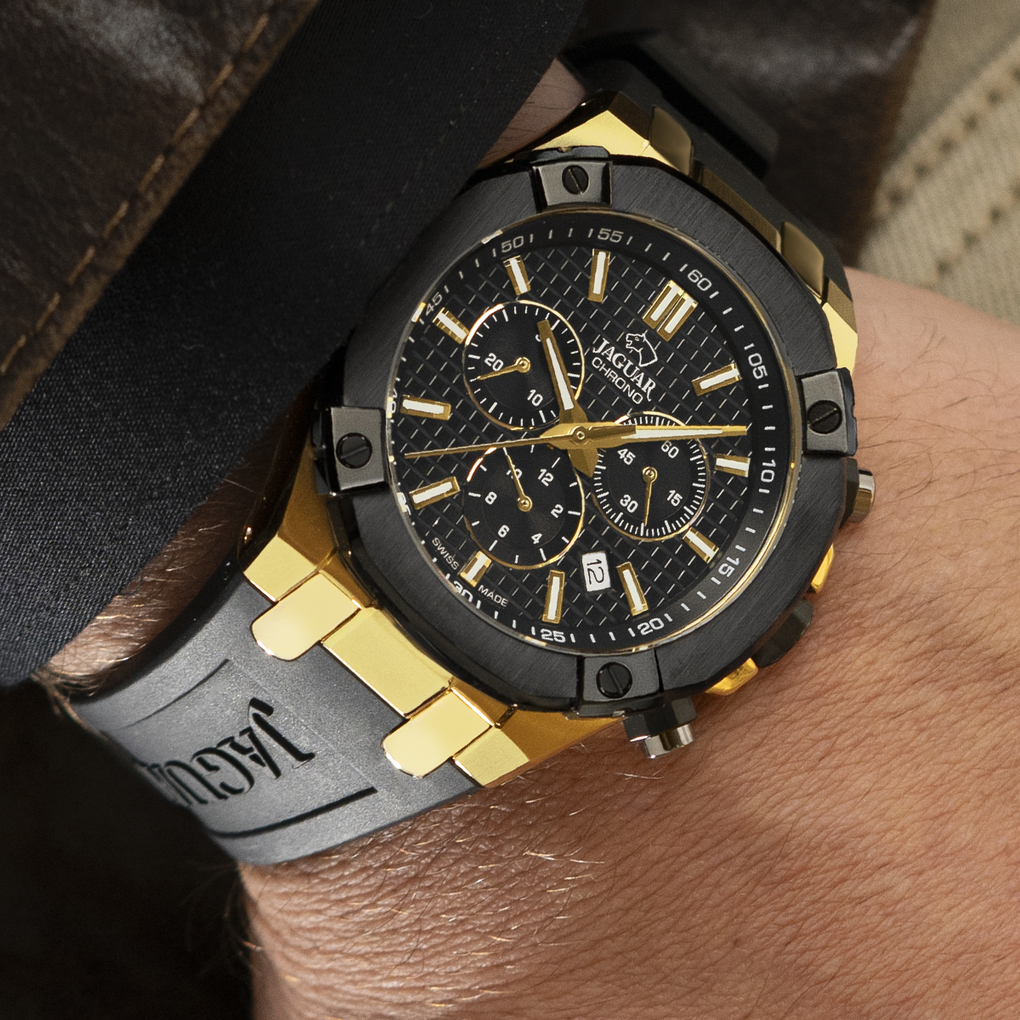 ZWARTE HEREN ZWITSERS HORLOGE JAGUAR DIPLOMATIC J1014/1