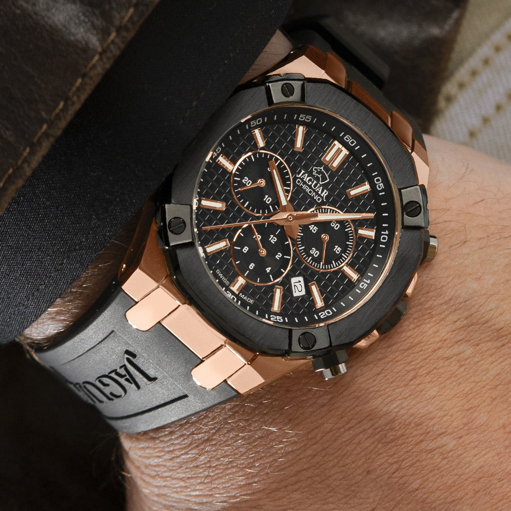 SWISS WATCH JAGUAR DIPLOMATIC FOR MEN, BLACK J1015/1