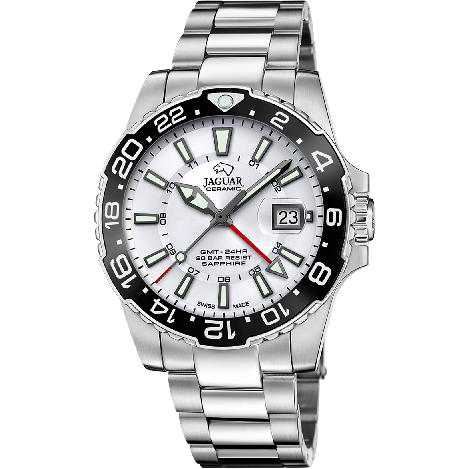 WHITE JAGUAR CERAMIC GMT MEN'S WATCH, J1011/1