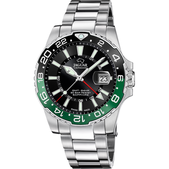 Reloj Suizo Jaguar Ceramic Gmt Verde Para Hombre. J1011/5
