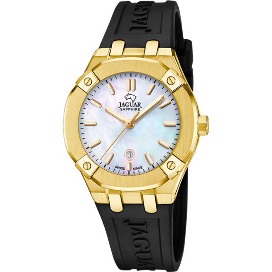Reloj Jaguar Swiss Made J1018/2 Beige Correa De Caucho, Mujer
