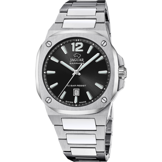 Reloj Jaguar Swiss Made Nueva I-size J1024/c Negro Correa De Acero Inoxidable, Hombre