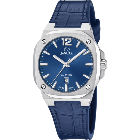 Reloj Jaguar Swiss Made Rondcarre J1032/4 Azul Correa De Piel, Mujer