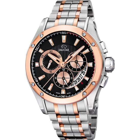 Reloj Jaguar Swiss Made Nueva I-size J1035/a Negro Correa De Acero Inoxidable, Hombre
