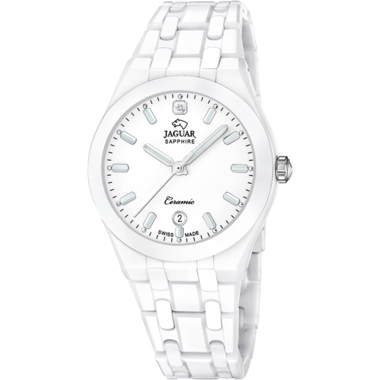 Reloj Jaguar Swiss Made Ceramic J1050/1 Blanco Correa De Cerámica, Mujer