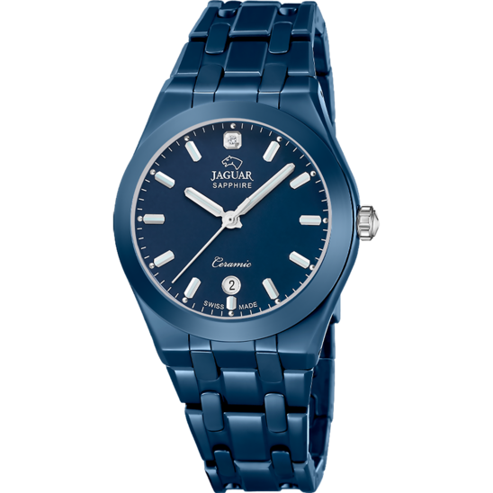 Reloj Jaguar Swiss Made Ceramic J1051/1 Azul Correa De Cerámica, Mujer