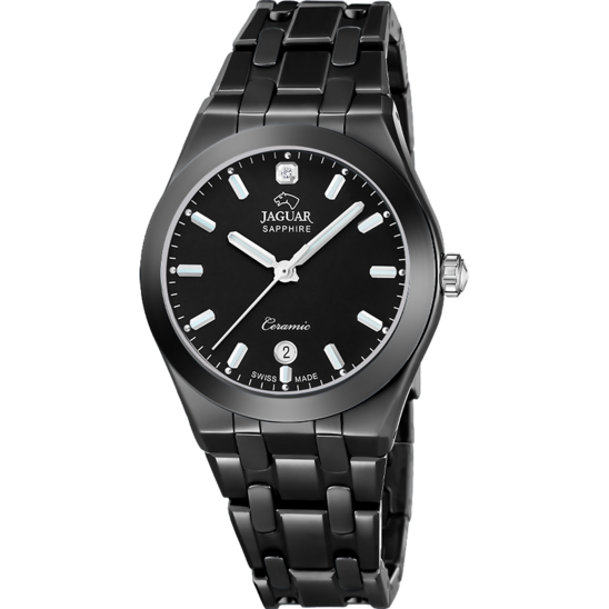 Reloj Jaguar Swiss Made Ceramic J1052/1 Negro Correa De Cerámica, Mujer