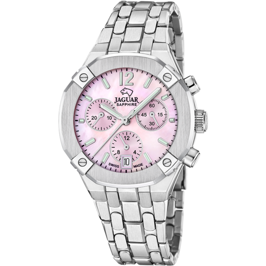 Reloj Jaguar Swiss Made Diplomatic J1053/3 Rosa Correa De Acero Inoxidable, Mujer