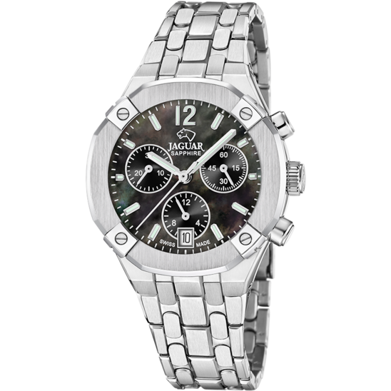 Reloj Jaguar Swiss Made Diplomatic J1053/6 Negro Correa De Acero Inoxidable, Mujer