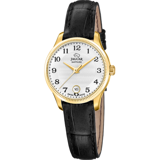 Reloj Jaguar Swiss Made Essentia J1058/1 Plateado Correa De Piel, Mujer