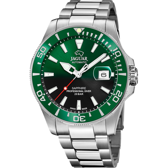 JAGUAR PRO DIVER Automatic men's watch, black and green. J886/6