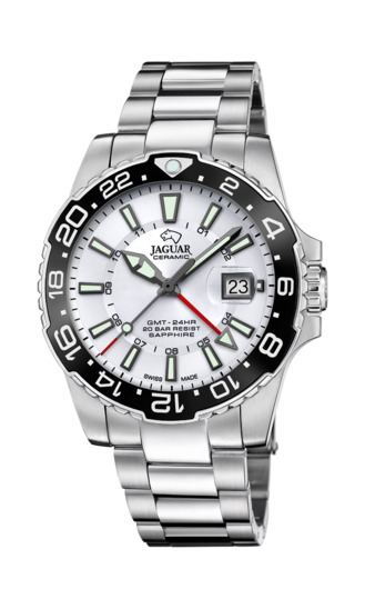 Reloj suizo JAGUAR CERAMIC GMT Blanco para hombre. J1011/1