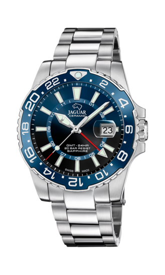Blauw Heren zwitsers horloge JAGUAR CERAMIC GMT. J1011/2