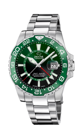 Reloj suizo JAGUAR CERAMIC GMT Verde para hombre. J1011/3
