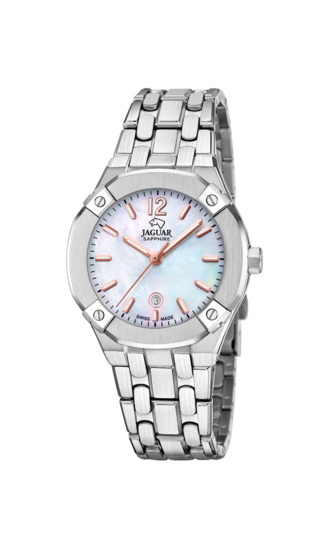 Relógio suíço JAGUAR DIPLOMATIC de cor branco madrepérola. J1016/1