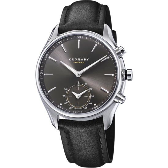 MONTRE KRONABY S0718/1 NOIR, BRACELET D’ CUIR, HOMME