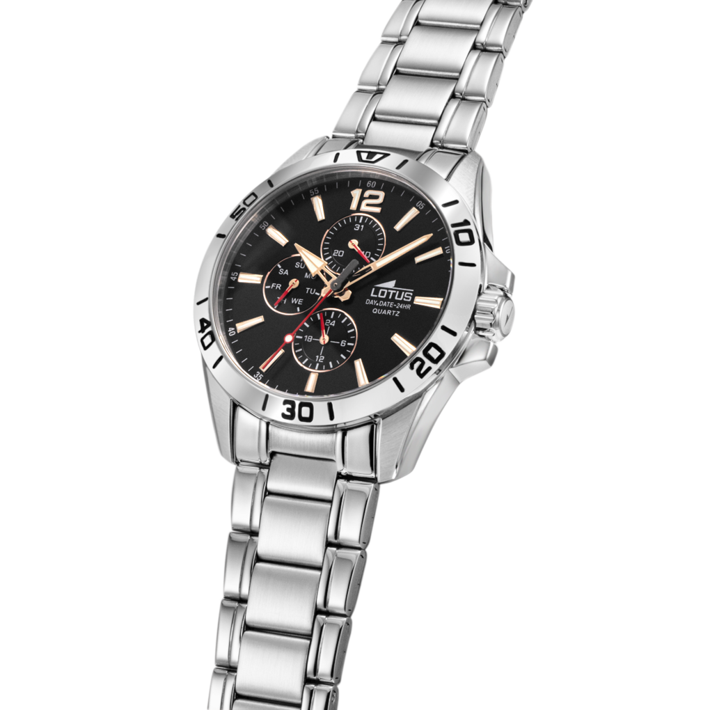 Relógio Lotus 18812/6 preto pulsera de aço, homem