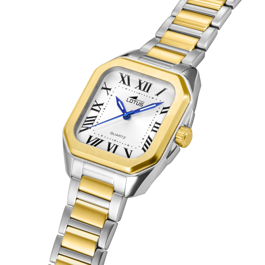 Montre Connectée Hybride Lotus Pour Femme - Boîtier Acier Inoxydable Gris, Bracelet Cuir Blanc - Étanche 10 ATM