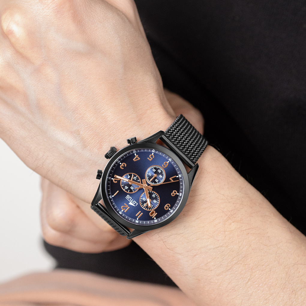 Orologio Uomo Lotus Analogico 18639/D – CAB.CRONO ACE.ESF.AZUL, Bracciale Nero