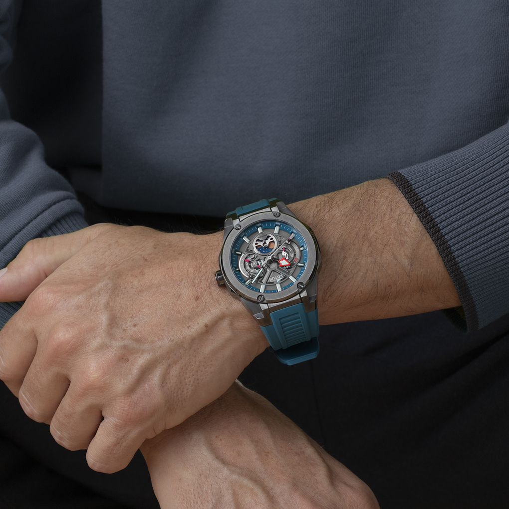 LOTUS Vortex 18946/4 Orologio Uomo | Fase Lunare, Quarzo, Cassa Acciaio 316L Nero, Cinturino Gomma Azzurro, 10 ATM