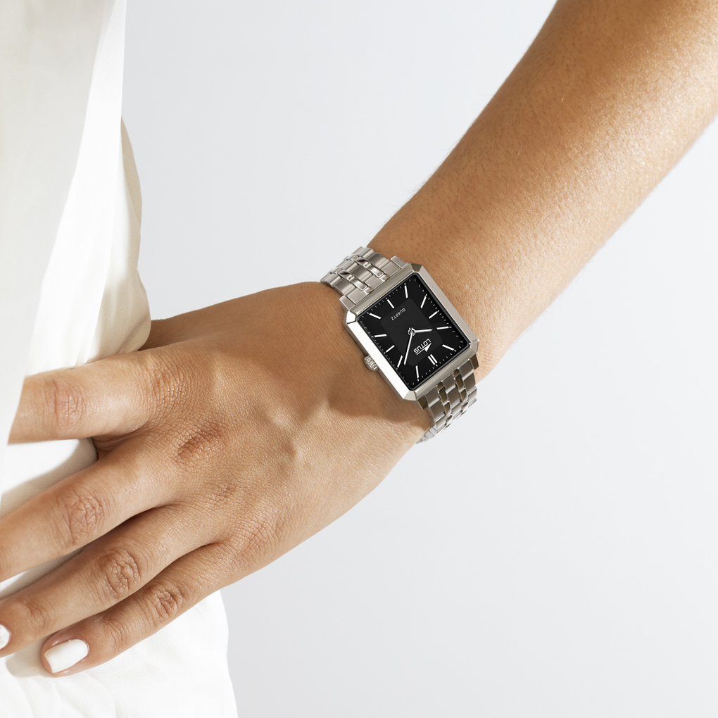 Montre Femme Lotus 18718/1 Square Series - Boîtier Acier Inoxydable 316L Argenté, Bracelet Milanese, Verre Minéral