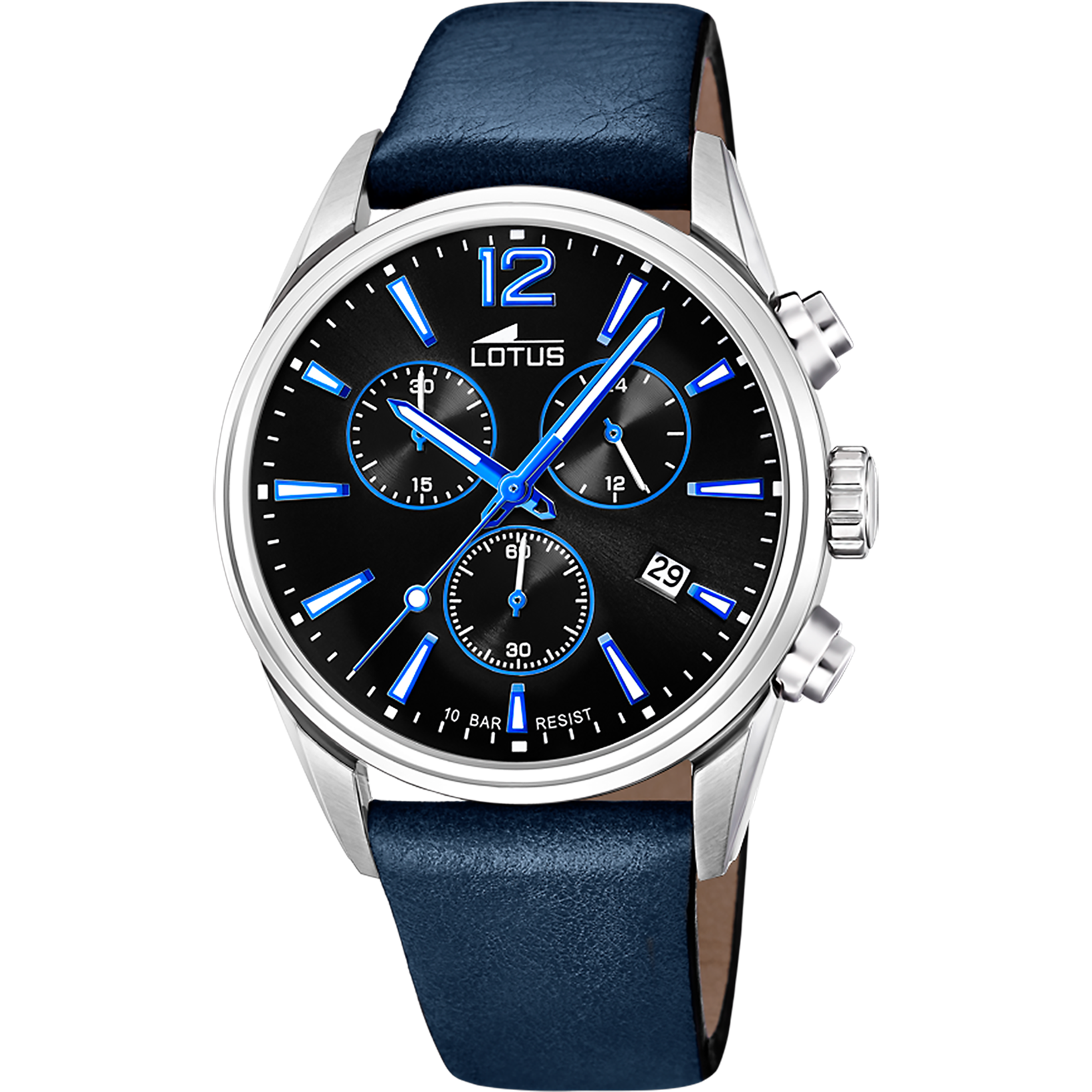 Lotus men's black Chrono leather watch bracelet 18691/6