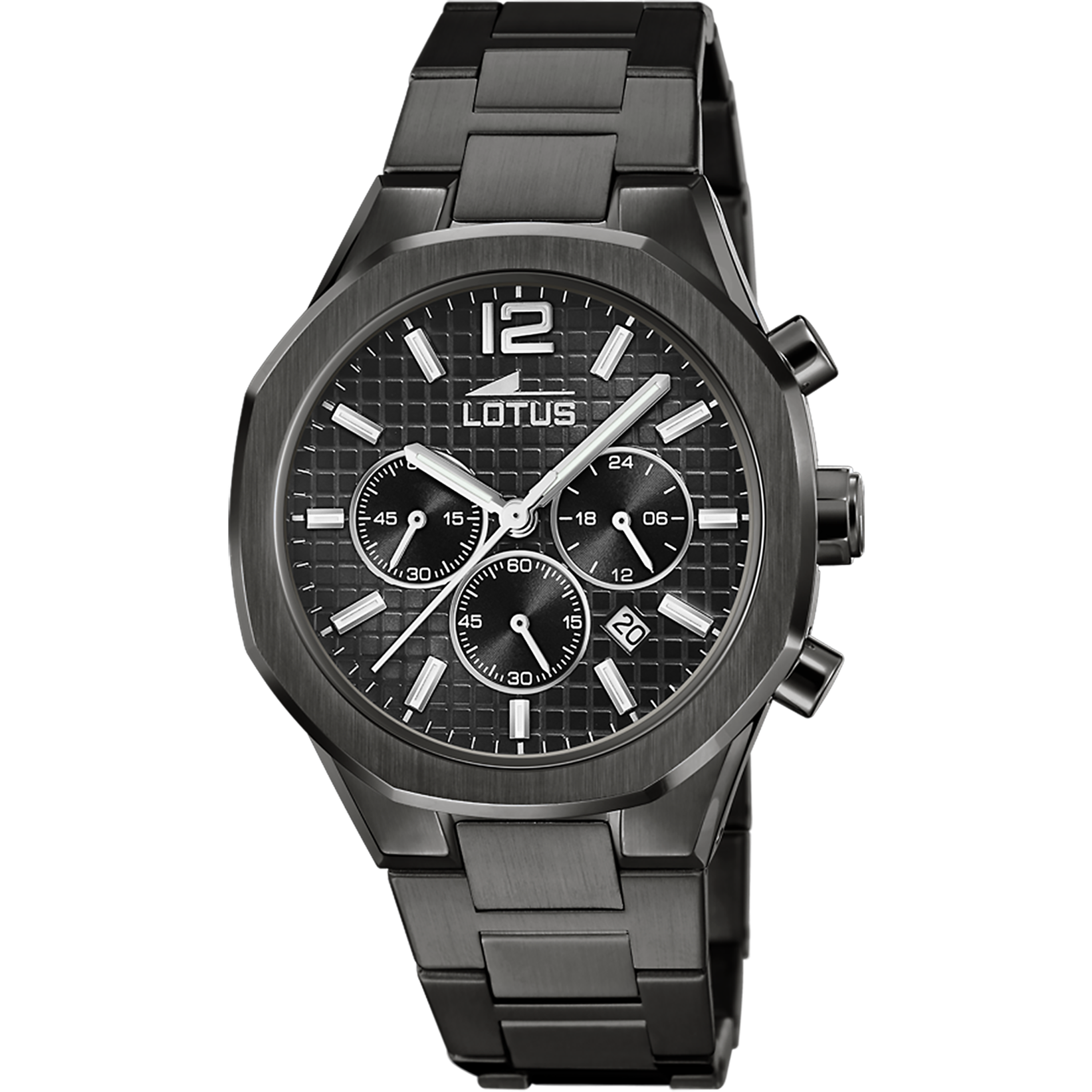 ブラックロータス LOTUS MEN'S BLACK 316L STAINLESS STEEL WATCH BRACELET 18849/1