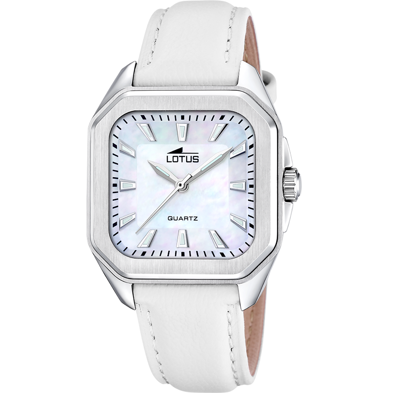 RELOJ DE MUJER SQUARE SERIES NÁCAR CON CORREA DE PIEL BLANCA 18968/2