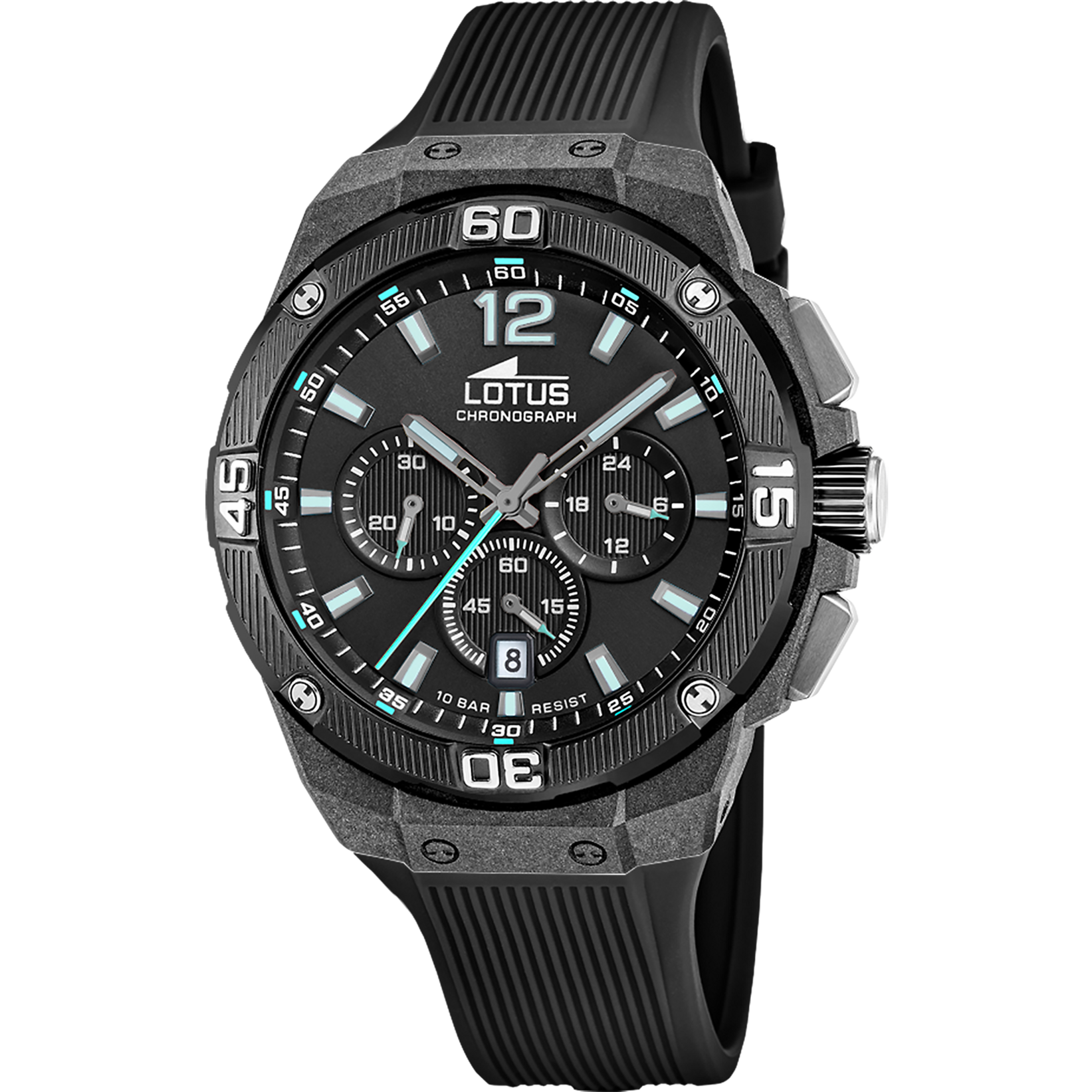 LOTUS MEN'S BLACK CHRONO RUBBER WATCH BRACELET 18975/3