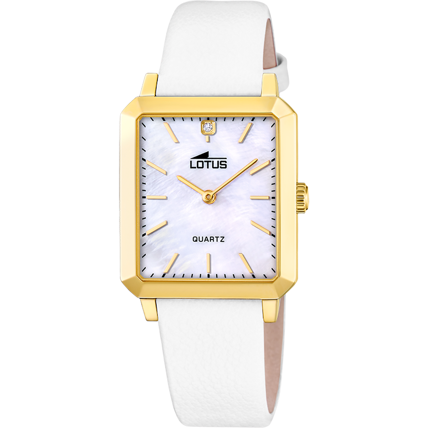 MONTRE FEMME SQUARE SERIES NACRE AVEC BRACELET EN CUIR BLANC 18988/1