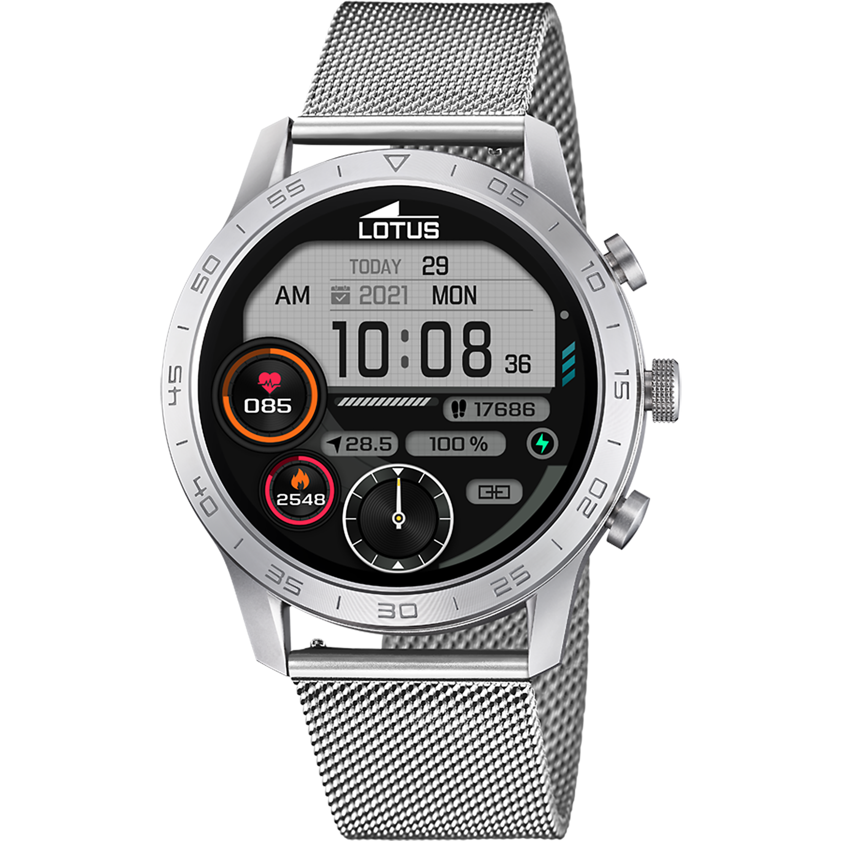 SMARTWATCH LOTUS 50047/1 NERO CINTURINO IN ACCIAIO INOSSIDABILE 316L,  FUNZIONE CHIAMATE, BLUETOOTH, UOMO