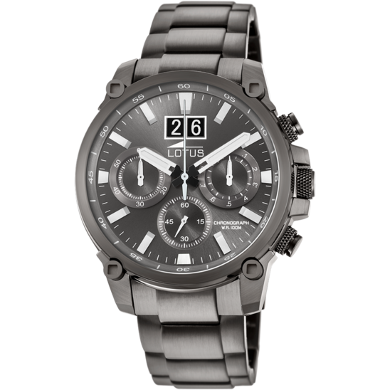 MONTRE LOTUS CHRONO 10140/1 GRIS, BRACELET EN ACIER, HOMME