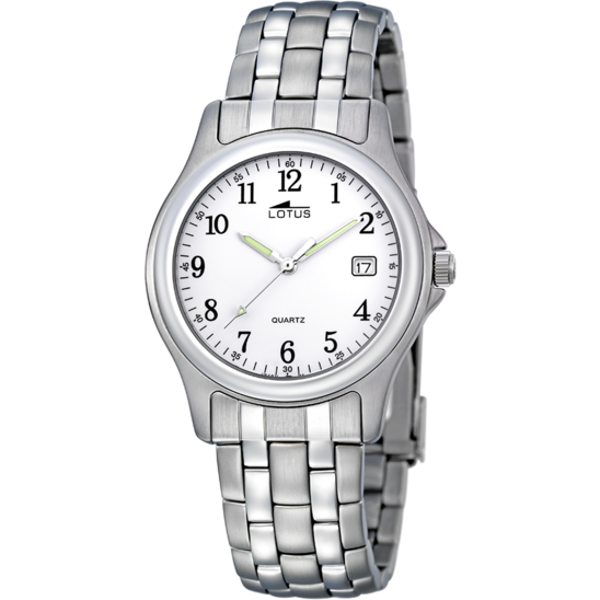 MONTRE LOTUS CLASSIC STEEL 15150/A BLANC, BRACELET EN ACIER, HOMME