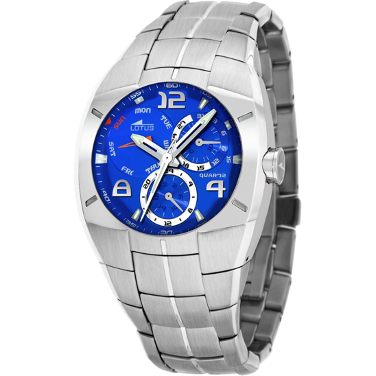 LOTUS HEREN BLAUW OUTLET HORLOGES 316L ROESTVRIJ STAAL HORLOGE ARMBAND 15385/2