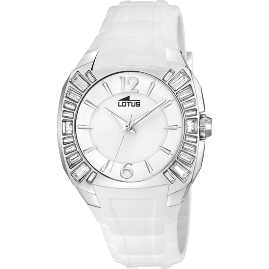 MONTRE LOTUS 15751/A BLANC, BRACELET CAOUTCHOUC, FEMME