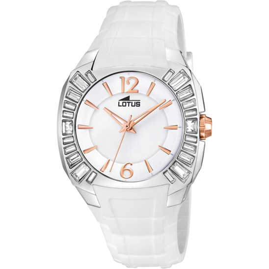 MONTRE LOTUS 15751/B BLANC, BRACELET CAOUTCHOUC, FEMME