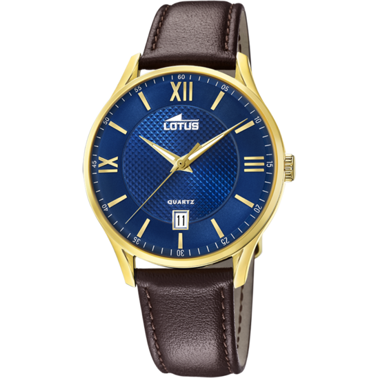 LOTUS HEREN BLAUW CLASSIC STRAP LEER HORLOGE ARMBAND 18403/C